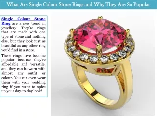 What Are Single Colour Stone Rings and Why They Are So Popular