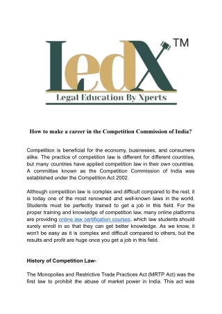 How to make a career in the Competition Commission of India