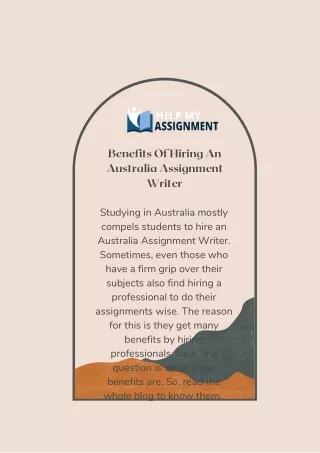 Benefits Of Hiring An Australia Assignment Writer