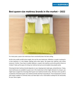 Best queen-size mattress brands in the market – 2022