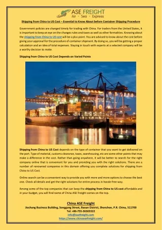 shipping from china to us cost essential to know