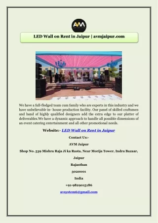 LED Wall on Rent in Jaipur | avmjaipur.com