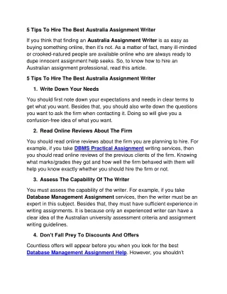 5 tips to hire the best australia assignment