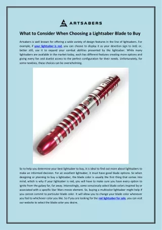 what to consider when choosing a lightsaber blade