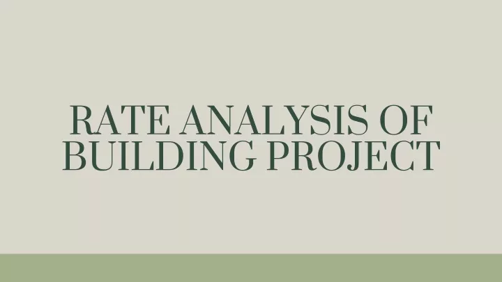 rate analysis of building project