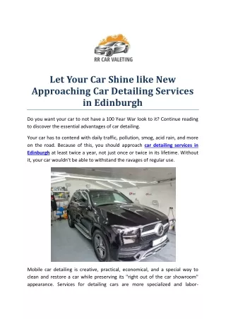 Let Your Car Shine like New Approaching Car Detailing Services in Edinburgh
