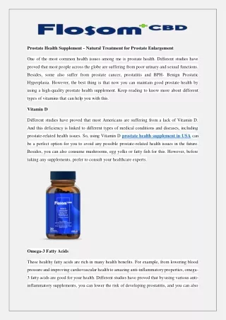 Prostate Health Supplement - Natural Treatment for Prostate Enlargement