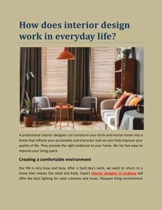how does interior design work in everyday life