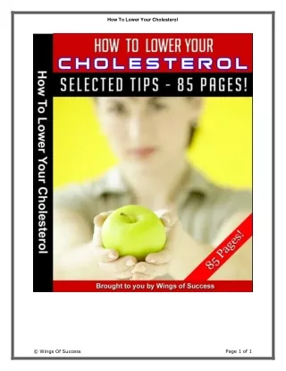 how to lower your cholesterol