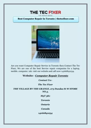 Best Computer Repair In Toronto | thetecfixer.com