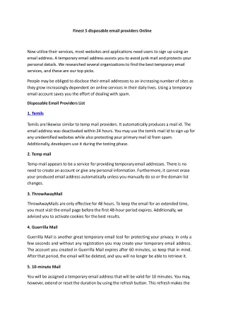 Finest 5 Disposable Email Providers Online - Temils