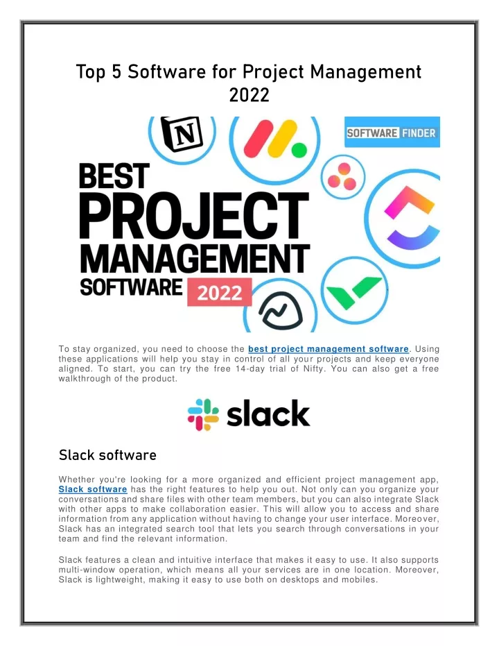 top 5 software for project management 2022