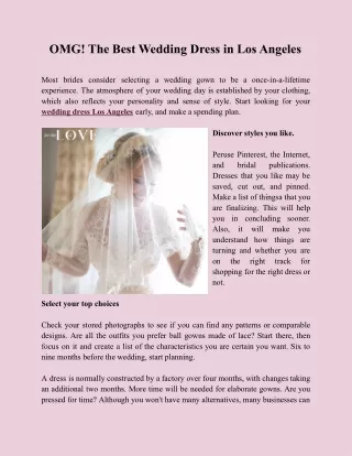 OMG! The Best Wedding Dress in Los Angeles