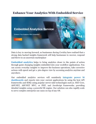 Enhance Your Analytics With Embedded Service