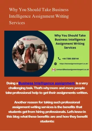why you should take business intelligence assignment writing services