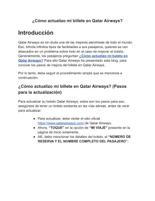 ¿Cómo actualizo mi billete en Qatar Airways?