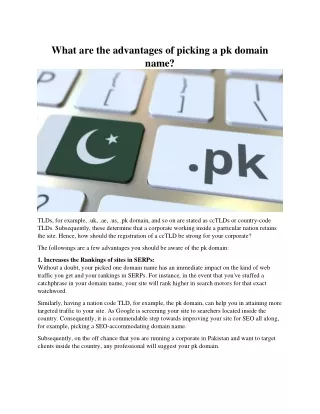 what are the advantages of picking a pk domain