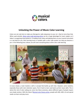 Unlocking the Power of Music Color Learning
