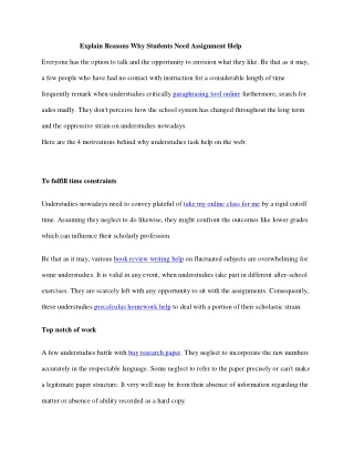 explain reasons why students need assignment help
