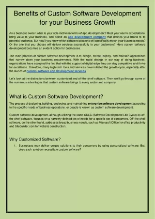 benefits of custom software development for your