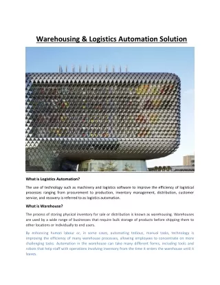 warehousing logistics automation solution