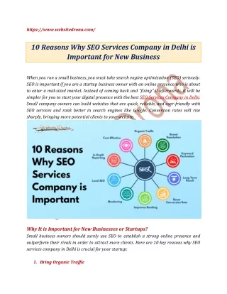 10 Reasons Why SEO Services Company in Delhi is Important for Your Business