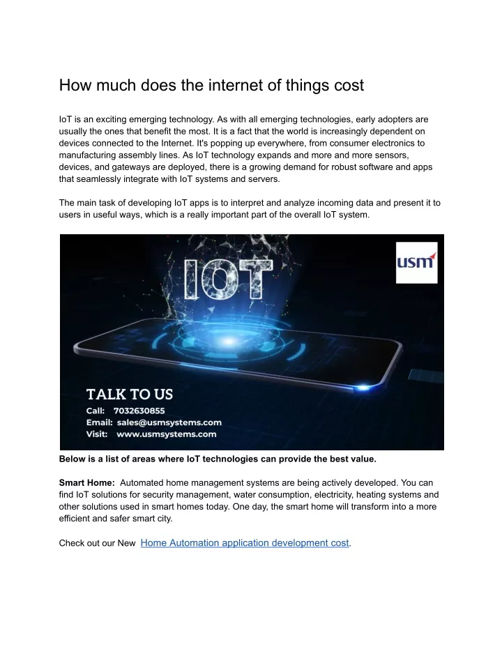 how much does the internet of things cost