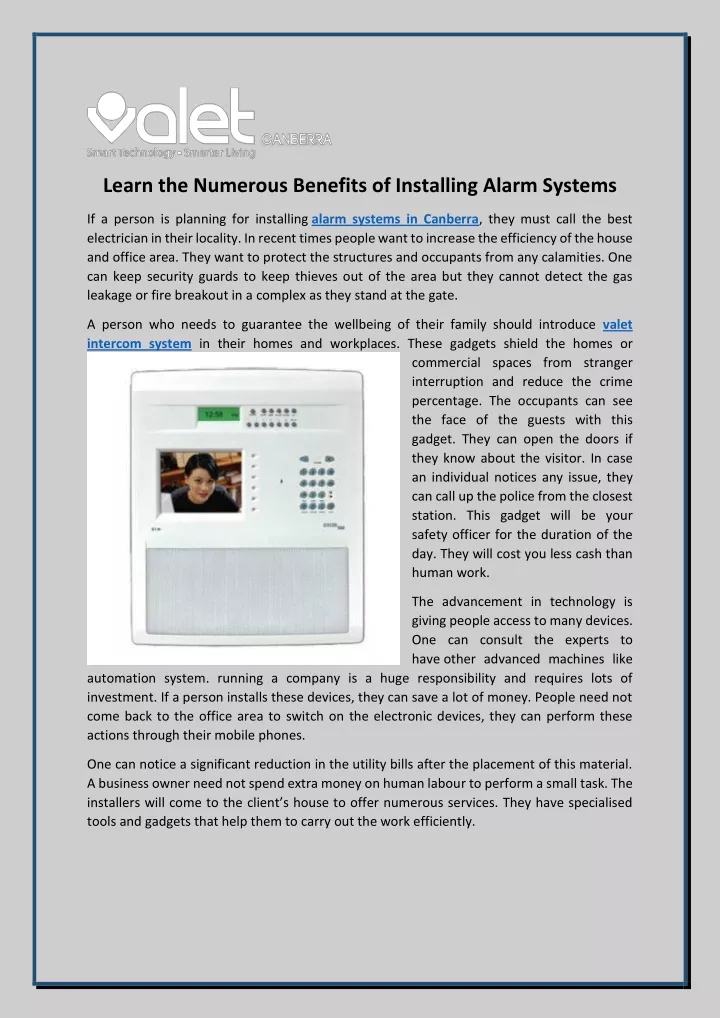 learn the numerous benefits of installing alarm