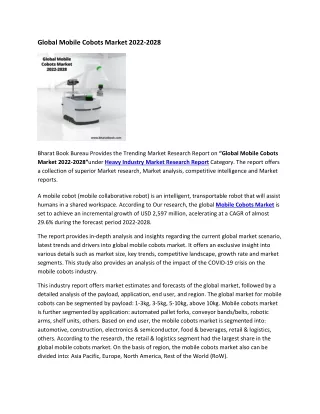 global mobile cobots market 2022 2028