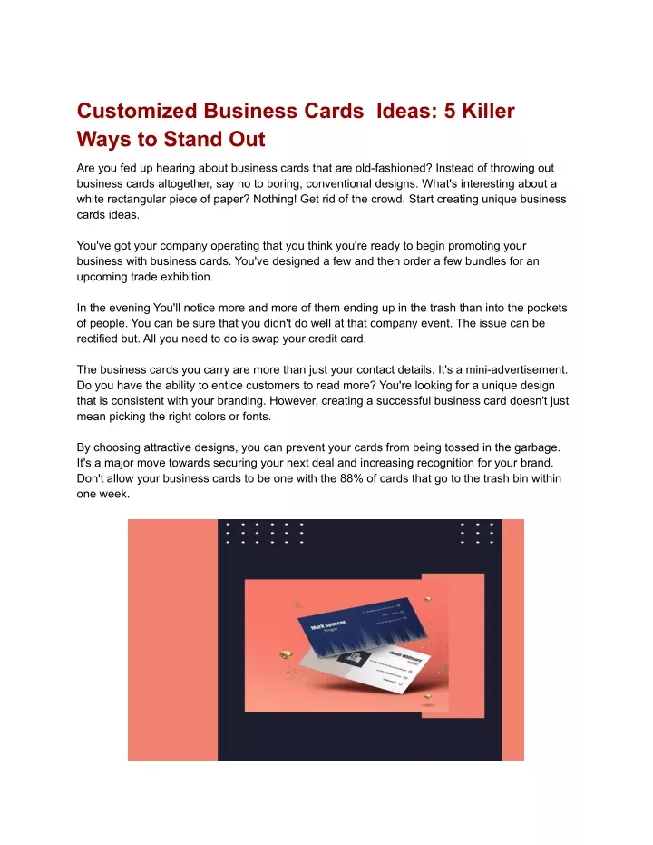 customized business cards ideas 5 killer ways