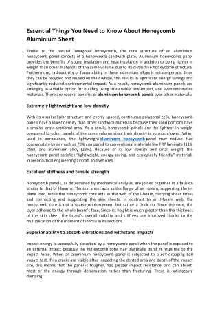 Essential Things You Need to Know About Honeycomb Aluminium Sheet