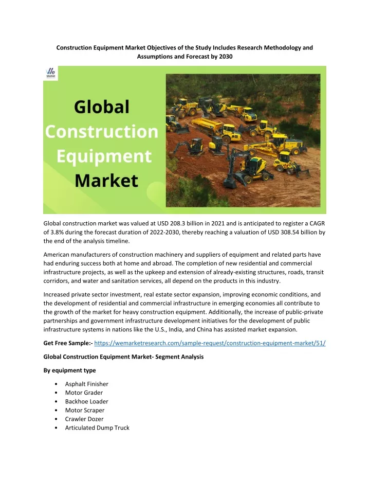 construction equipment market objectives