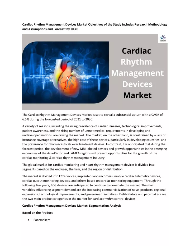 cardiac rhythm management devices market