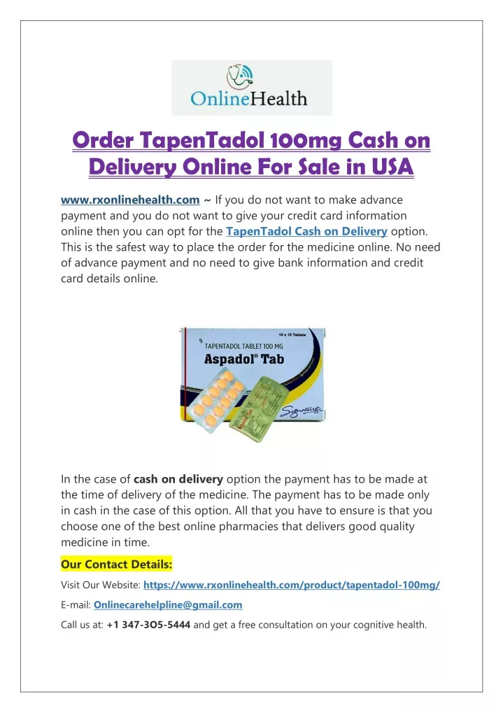 order tapentadol 100mg cash on delivery online
