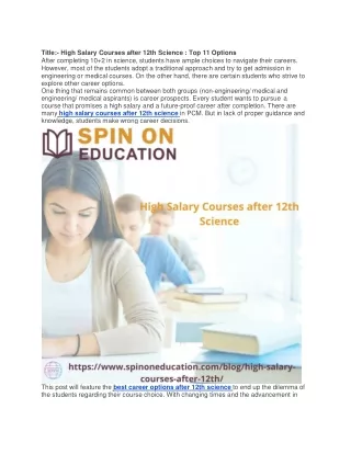 title high salary courses after 12th science