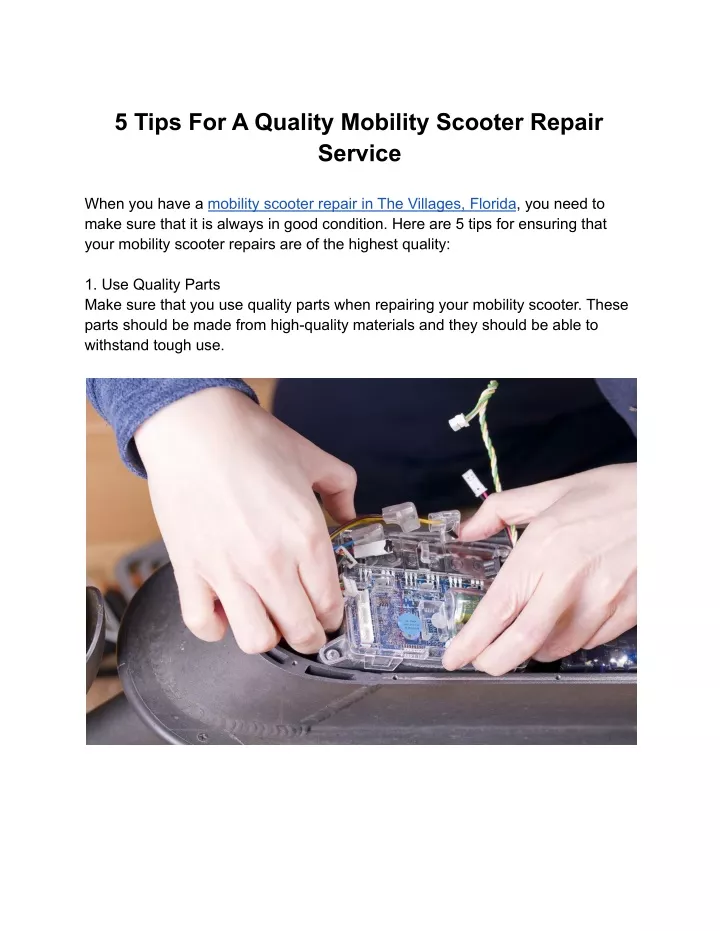 5 tips for a quality mobility scooter repair