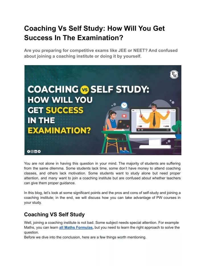 coaching vs self study how will you get success