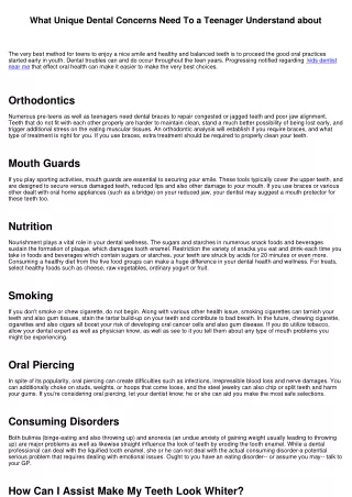 What Special Dental Problems Need To a Teenager Learn about