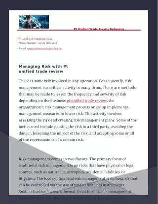 Managing Risk with Pt unified trade review