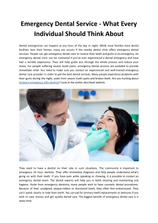 Emergency Dental Service - What Every Individual Should Think About