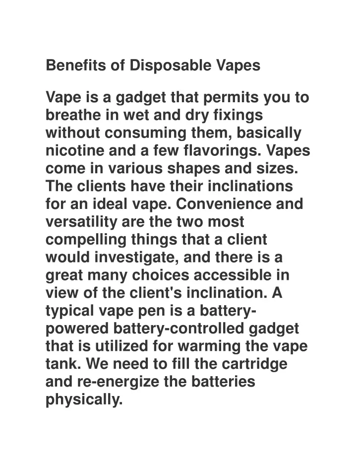 benefits of disposable vapes