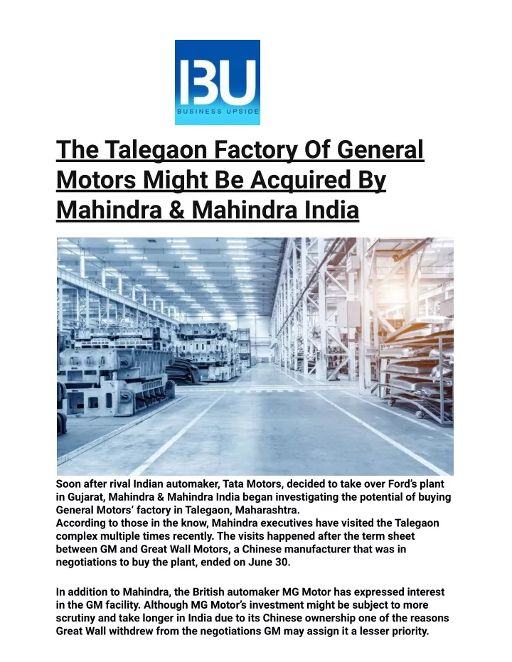 the talegaon factory of general motors might