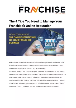 the 4 tips you need to manage your franchise