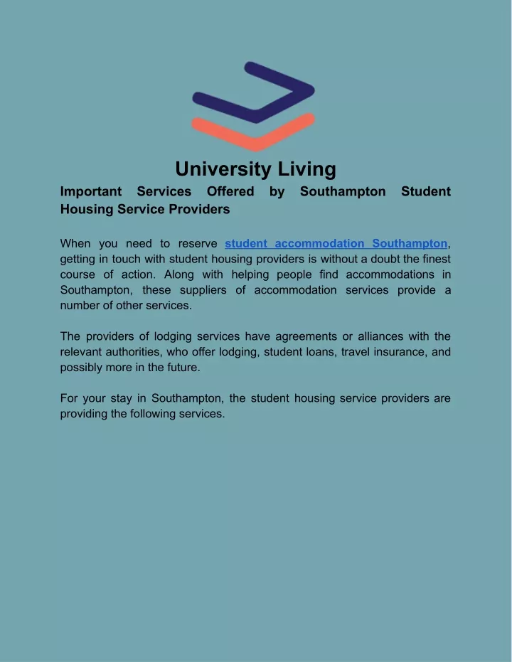 university living services offered housing