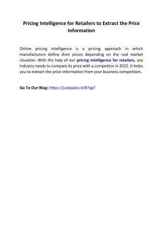pricing intelligence for retailers to extract