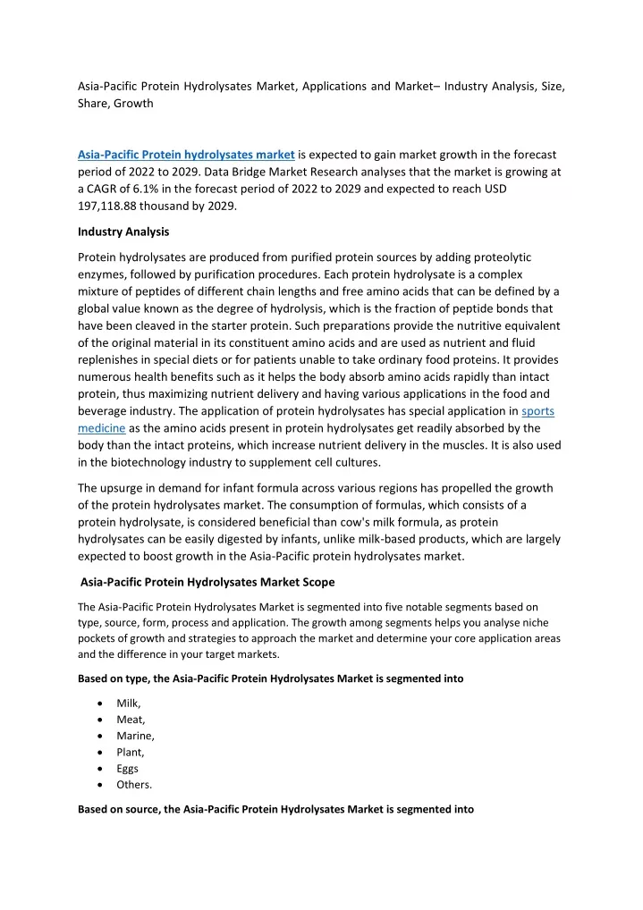 asia pacific protein hydrolysates market