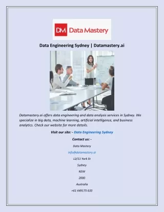 data engineering sydney datamastery ai