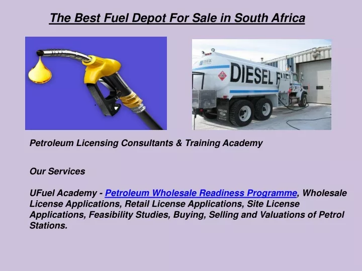 the best fuel depot for sale in south africa