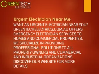 Urgent Electrician Near Me  Greentechelectrics.com.au