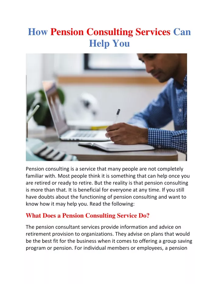 how pension consulting services can help you